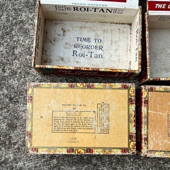 Vintage 4 El Roi-Tan Cigar Box The Cigar that Breathes Fresh Bankers Mild Cigars - Picture 7 of 9